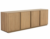 Natural Wood Fluted Sideboard Cabinet