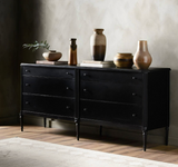 Black 6-Drawer Wooden Dresser