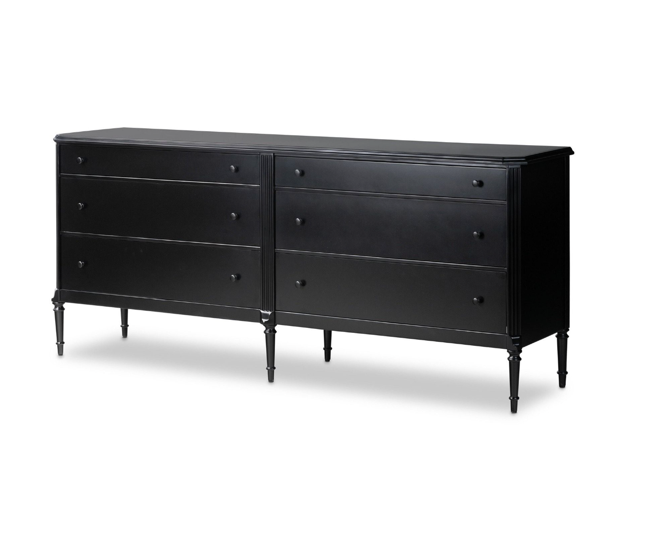 Black 6-Drawer Wooden Dresser