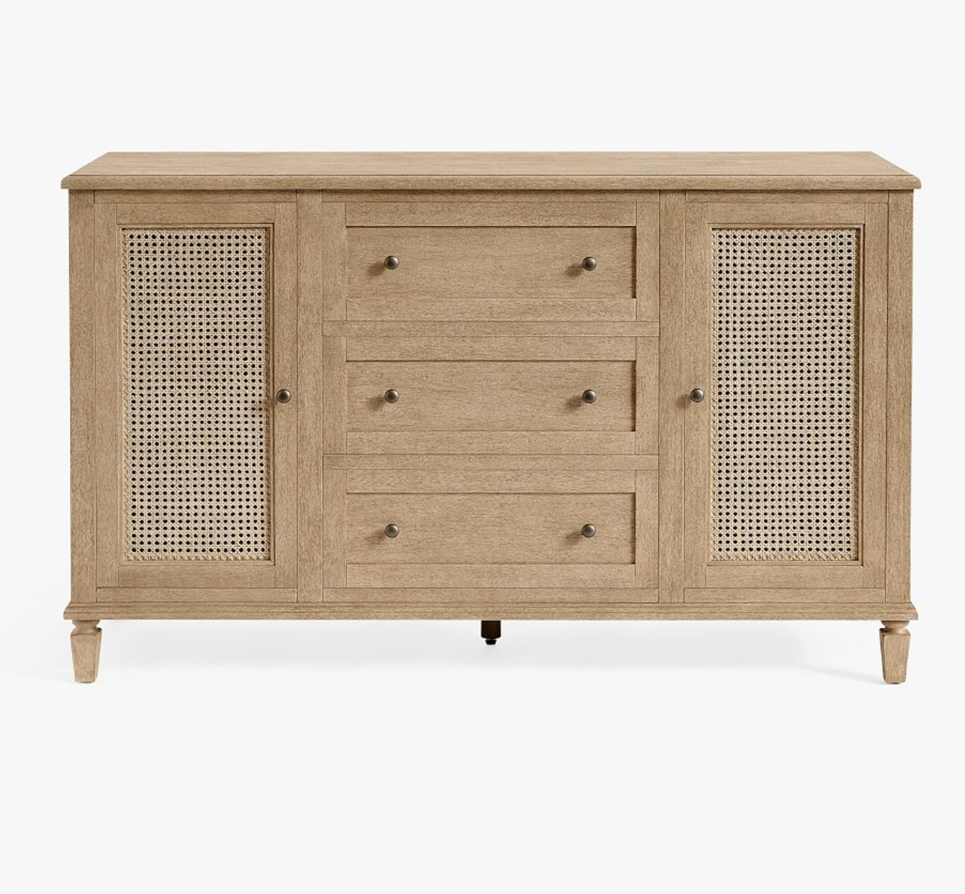 Natural Wood Rattan Sideboard Cabinet