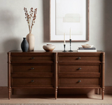 Brown 6-Drawer Wooden Dresser