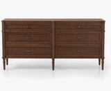 Brown 6-Drawer Wooden Dresser