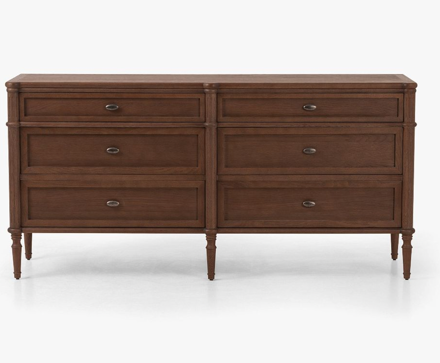 Brown 6-Drawer Wooden Dresser