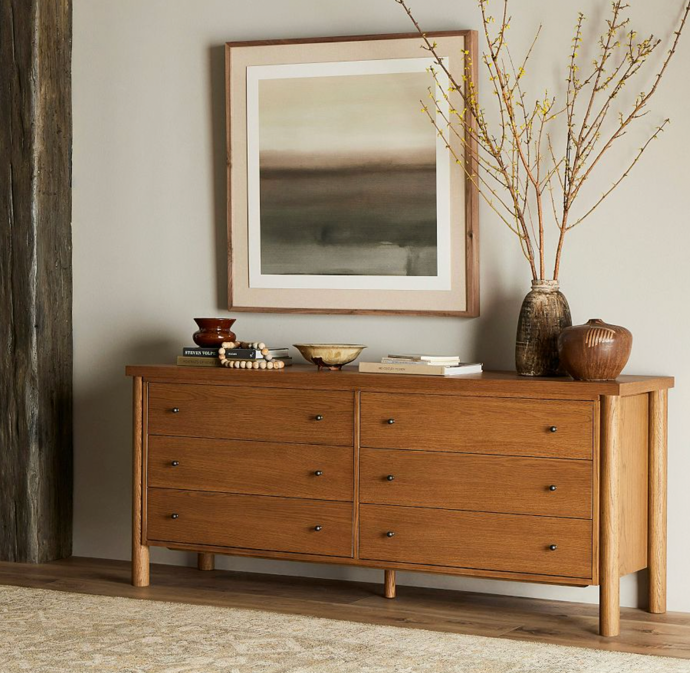 Natural Wood 6-Drawer Dresser