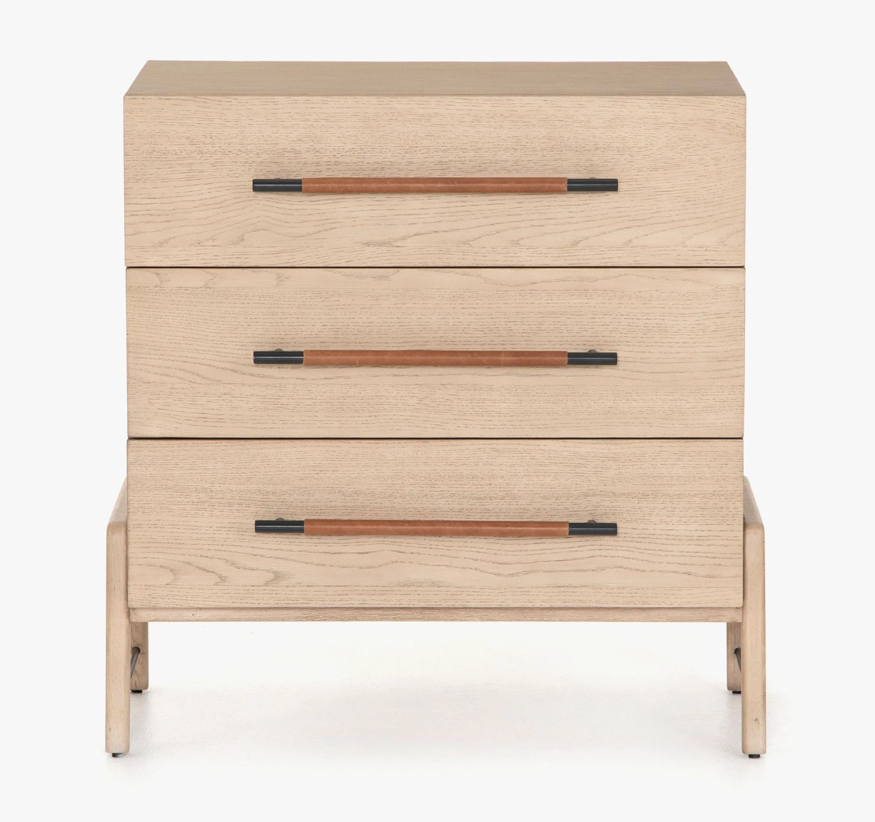 Natural Wood 3-Drawer Nightstand