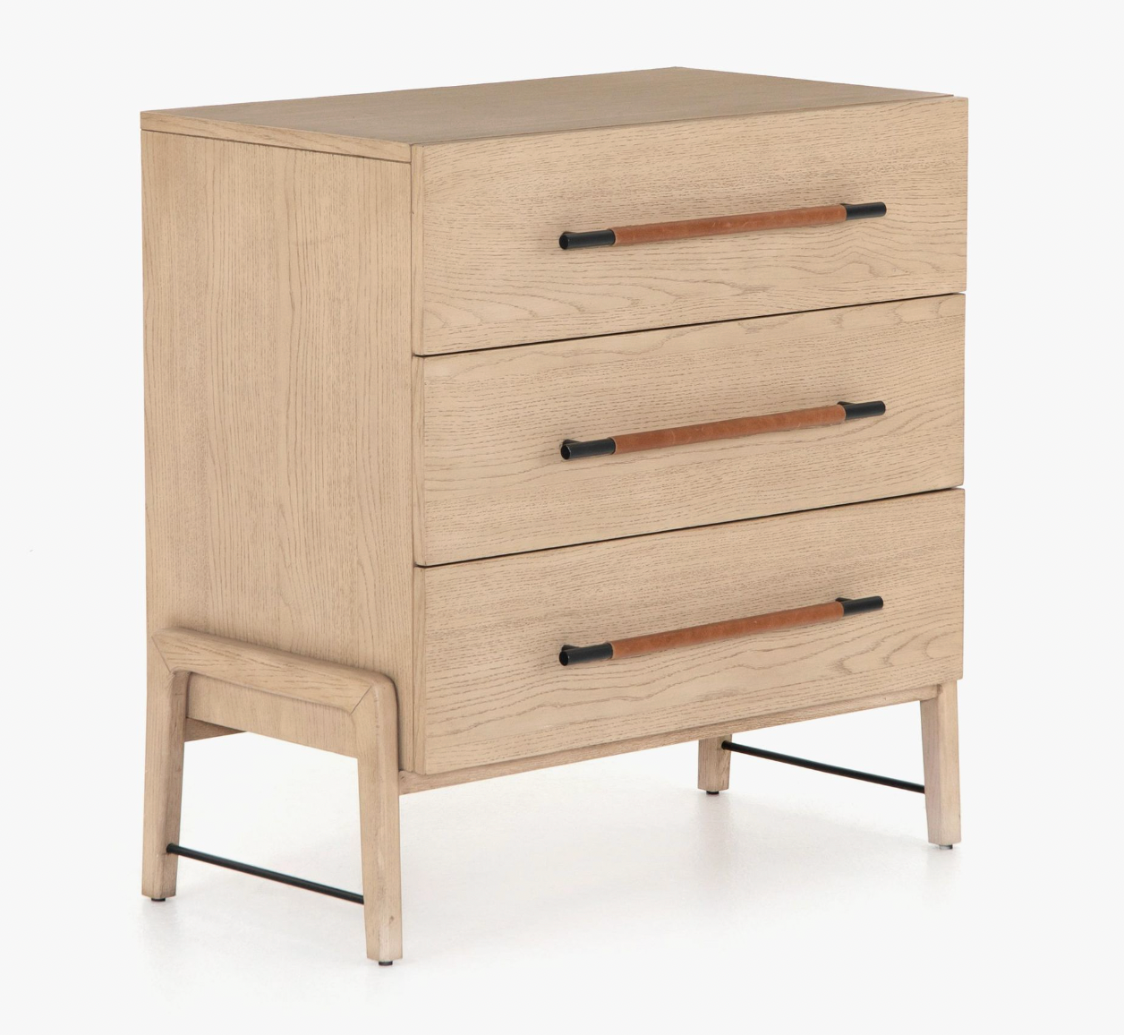 Natural Wood 3-Drawer Nightstand