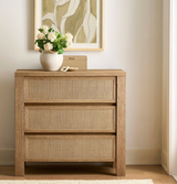 Natural Wood Rattan 3-Drawer Chest