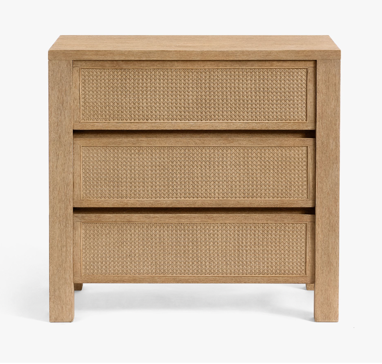 Natural Wood Rattan 3-Drawer Chest