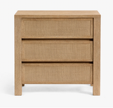 Natural Wood Rattan 3-Drawer Chest
