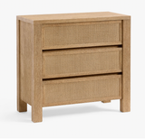 Natural Wood Rattan 3-Drawer Chest