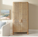Natural Woven Door Storage Cabinet