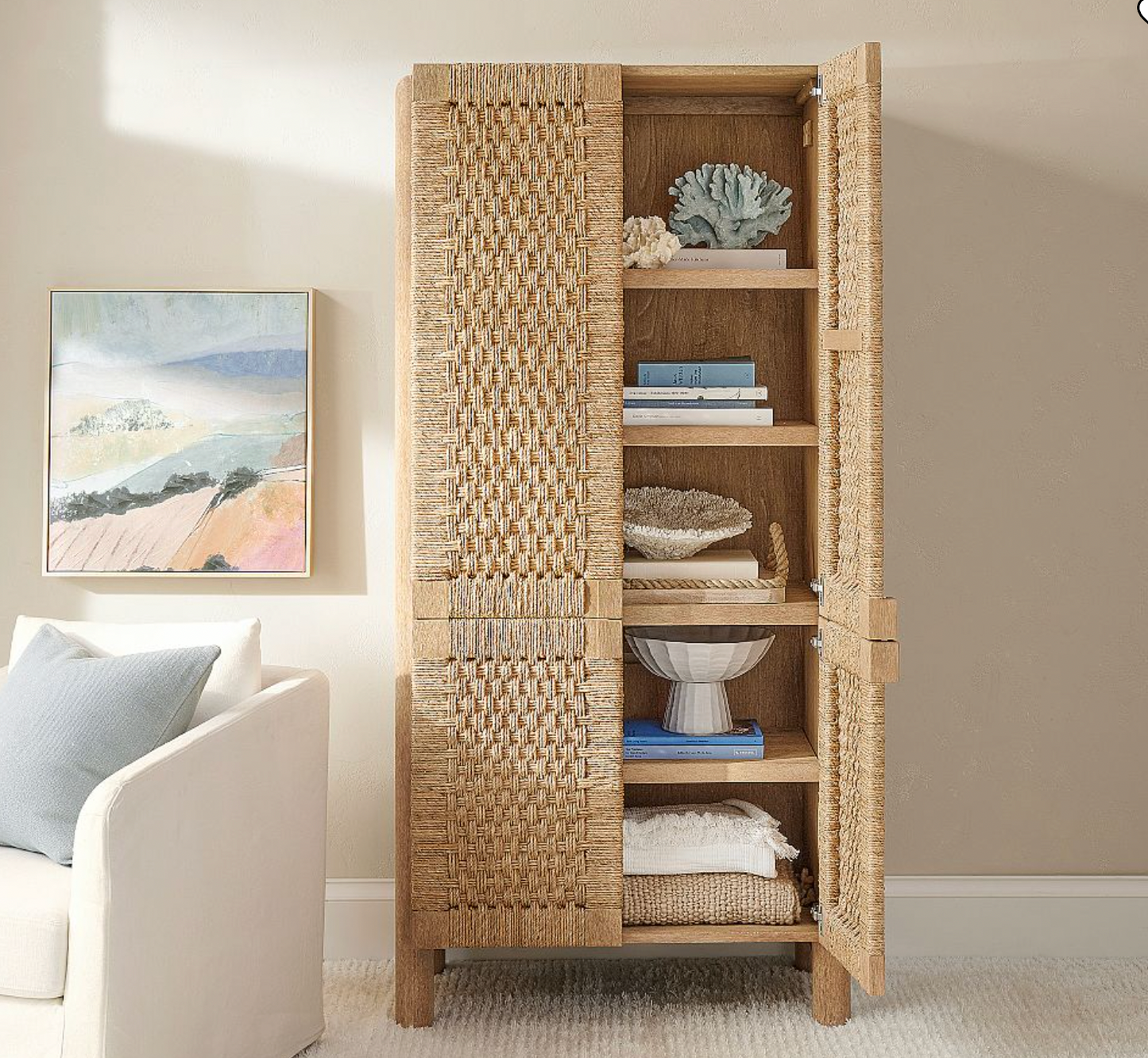 Natural Woven Door Storage Cabinet