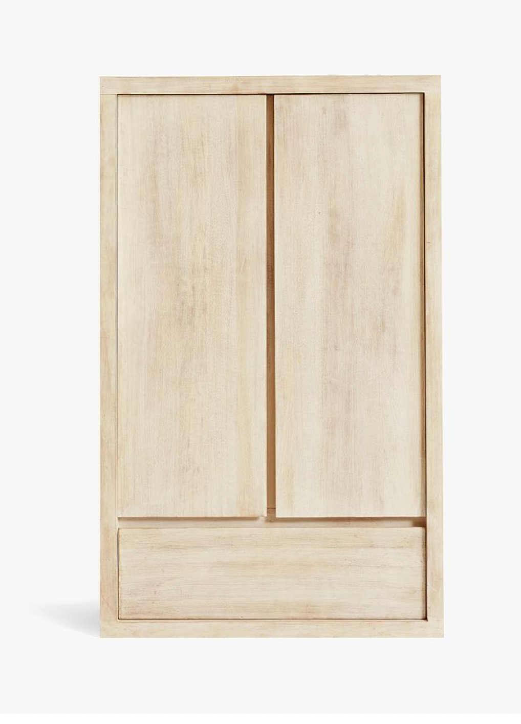 Light Wood 2-Door Wardrobe with Drawer