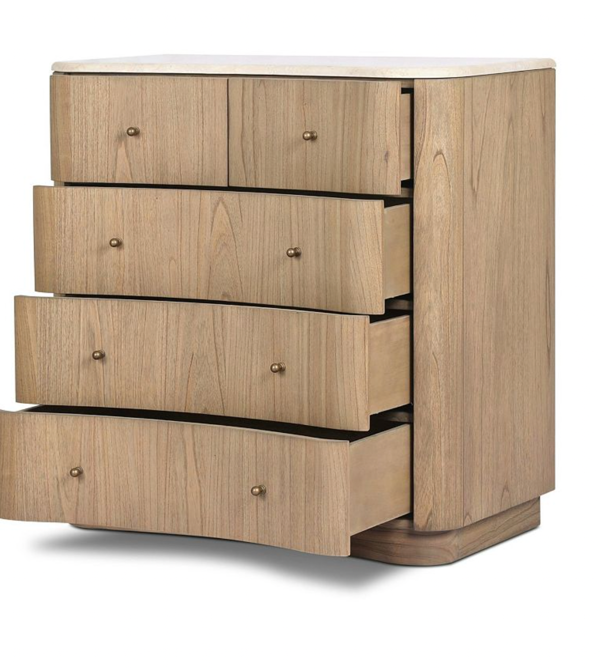 Modern Oak Wood 5 Drawer Chest Cabinet