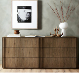 Modern Fluted Wooden Sideboard Cabinet
