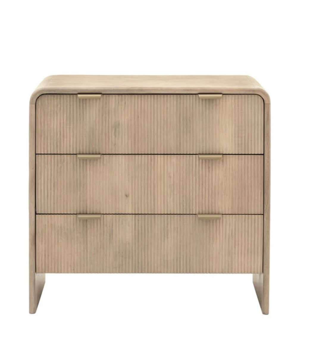 Modern Fluted 3 Drawer Wooden Chest