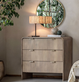 Modern Fluted 3 Drawer Wooden Chest