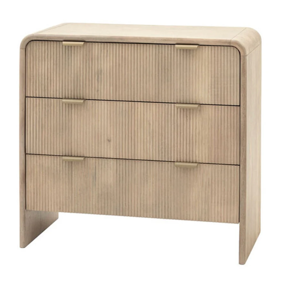 Modern Fluted 3 Drawer Wooden Chest