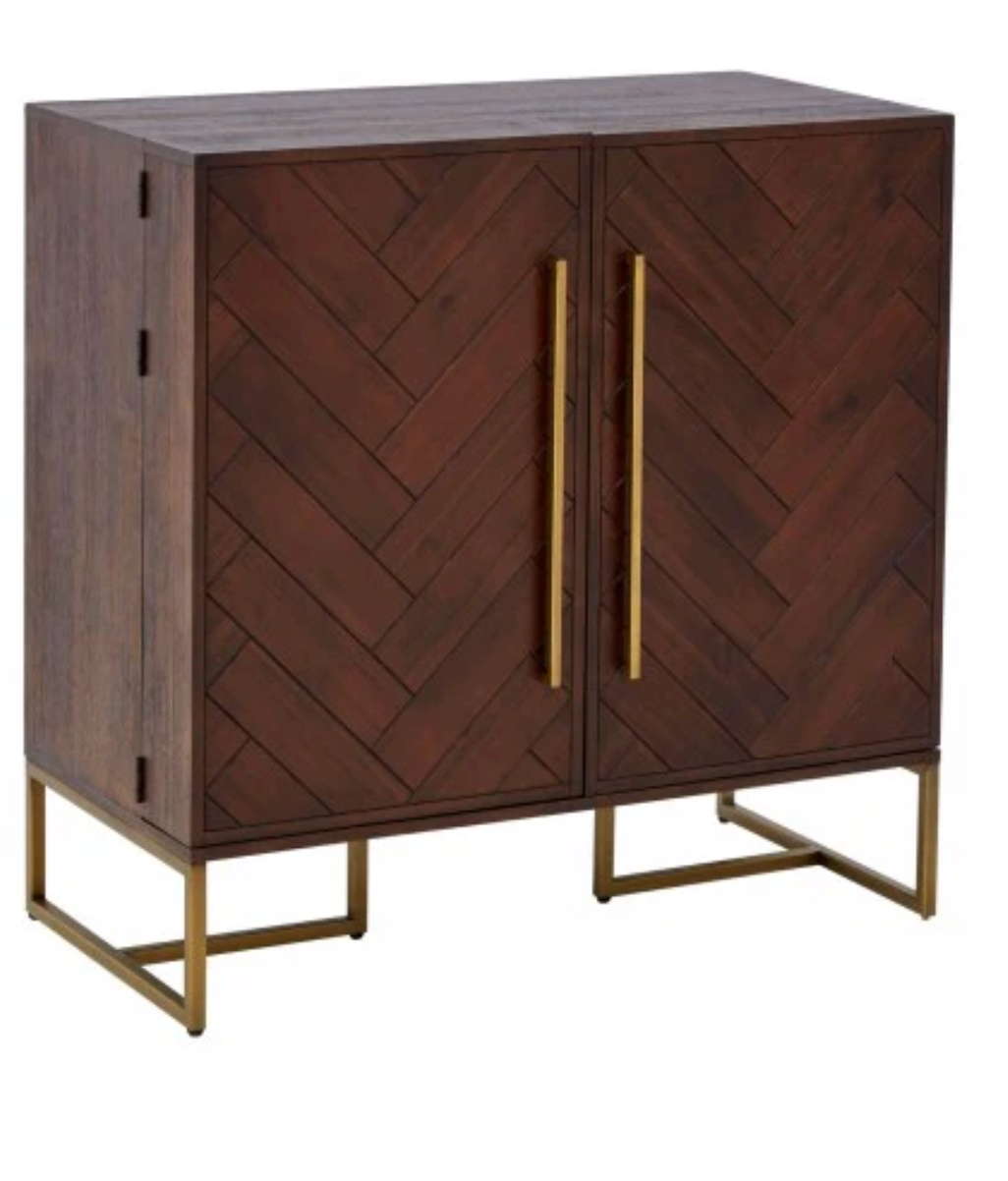 Herringbone Wooden 2 Door Accent Cabinet