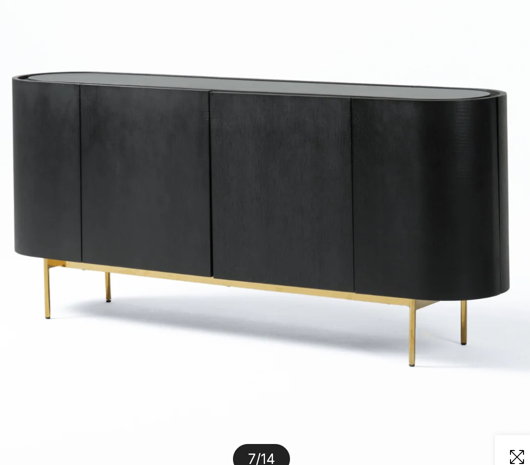 Modern Black Sideboard Cabinet with Gold Legs