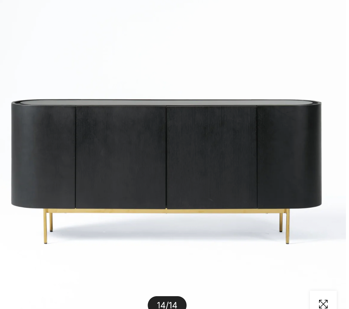Modern Black Sideboard Cabinet with Gold Legs
