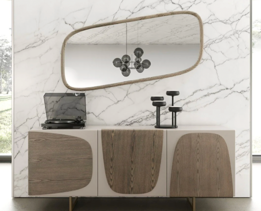 Modern Geometric Wooden TV Console