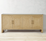 Natural rattan 4-Door Sideboard Cabinet
