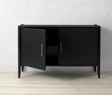 Modern Black Fluted 4-Door Sideboard Cabinet