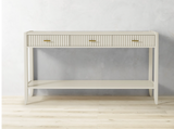 Cream Fluted Console Table with Storage Shelf