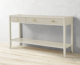 Cream Fluted Console Table with Storage Shelf
