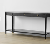 Black Console Table with 3 Drawers & Storage Shelf