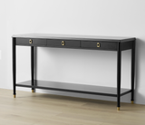 Black Console Table with 3 Drawers & Storage Shelf
