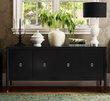 Black 4-Door Sideboard Cabinet with Gold Handles