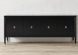 Black 4-Door Sideboard Cabinet with Gold Handles