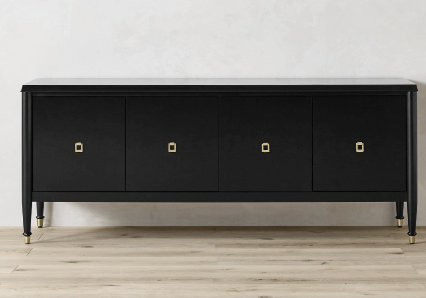 Black 4-Door Sideboard Cabinet with Gold Handles