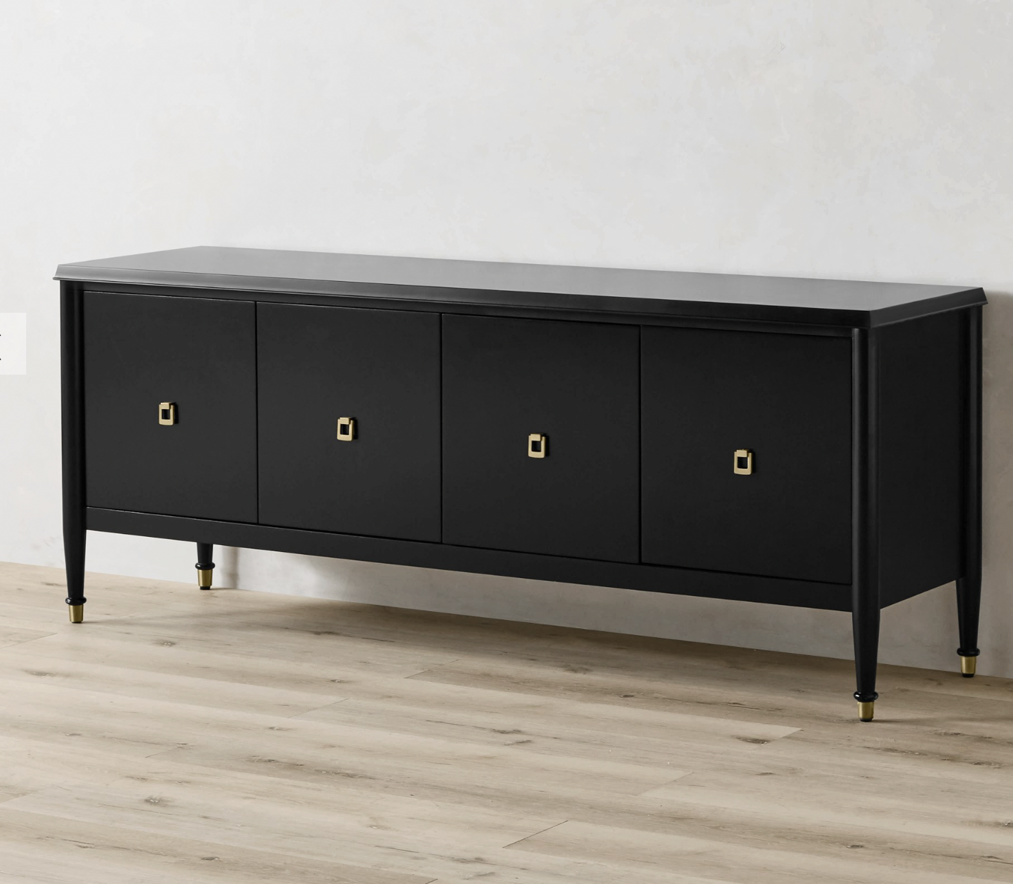 Black 4-Door Sideboard Cabinet with Gold Handles