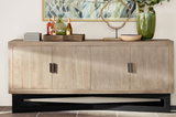 Wooden 4-Door Sideboard Cabinet with Black Base