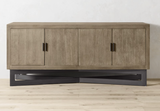 Wooden 4-Door Sideboard Cabinet with Black Base