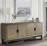 Wooden 4-Door Sideboard Cabinet with Black Base