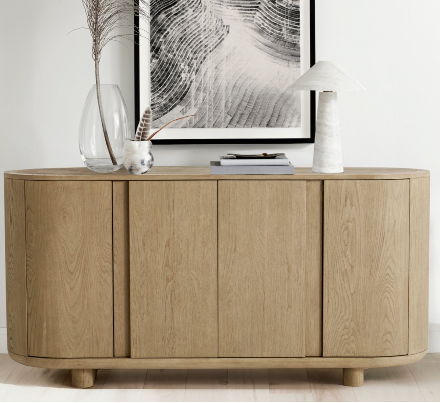 Modern Oak Wood Sideboard Cabinet