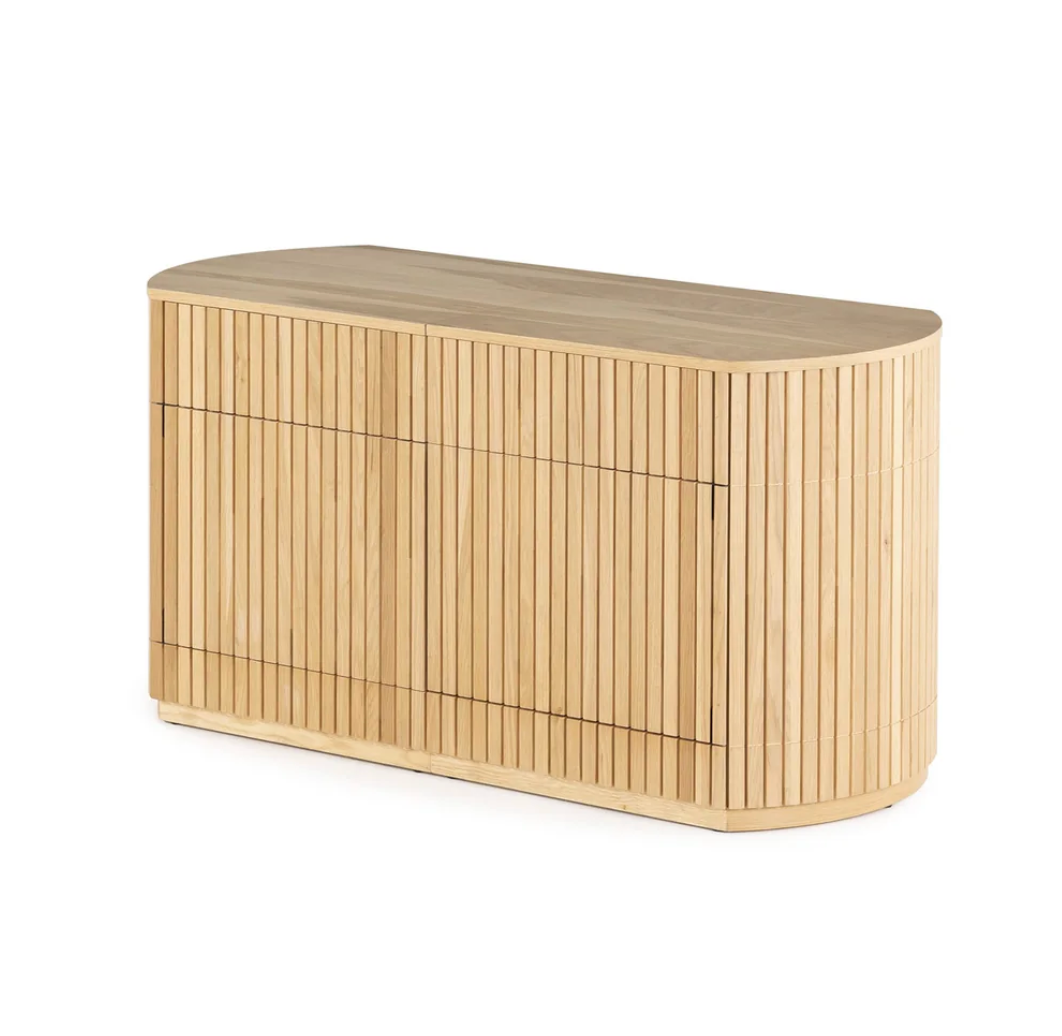 Fluted Wood Sideboard Cabinet