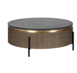 Luxury Round Fluted Coffee Table with Dark Top