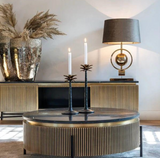 Luxury Round Fluted Coffee Table with Dark Top