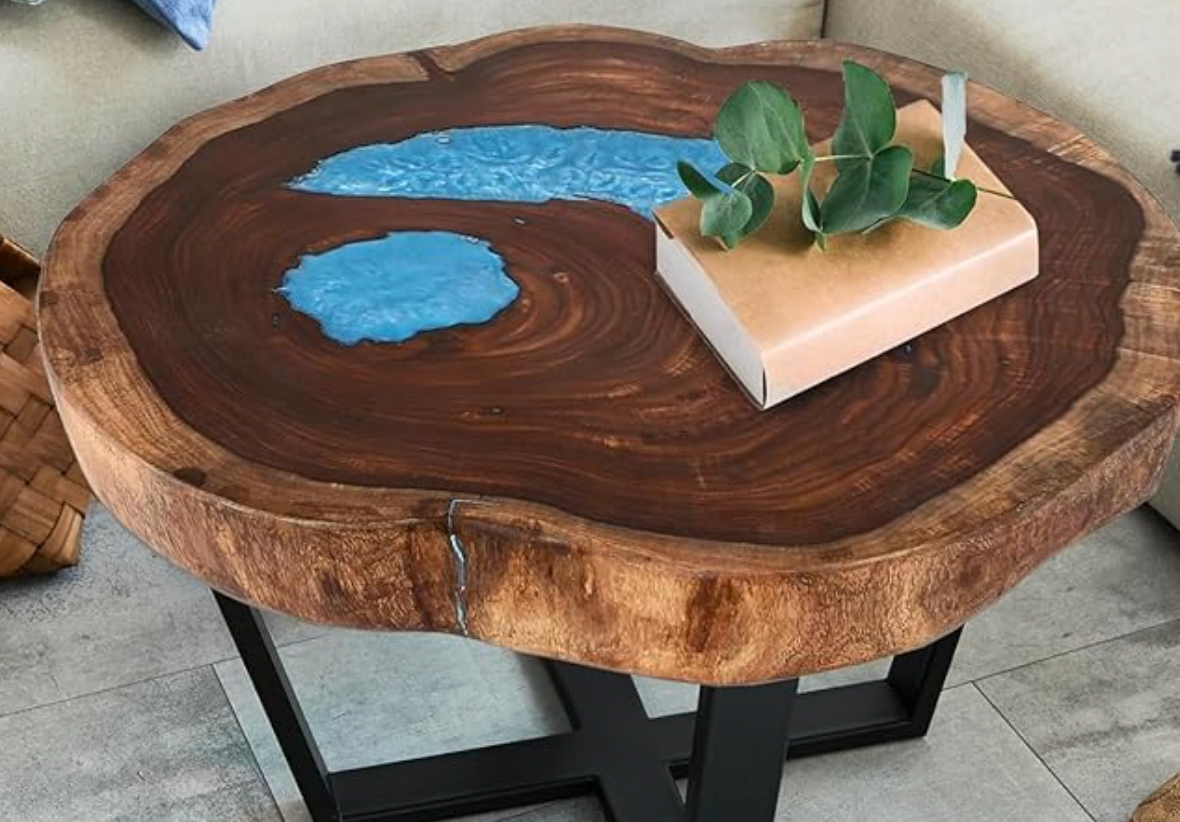 Live Edge Wooden Resin Coffee Table