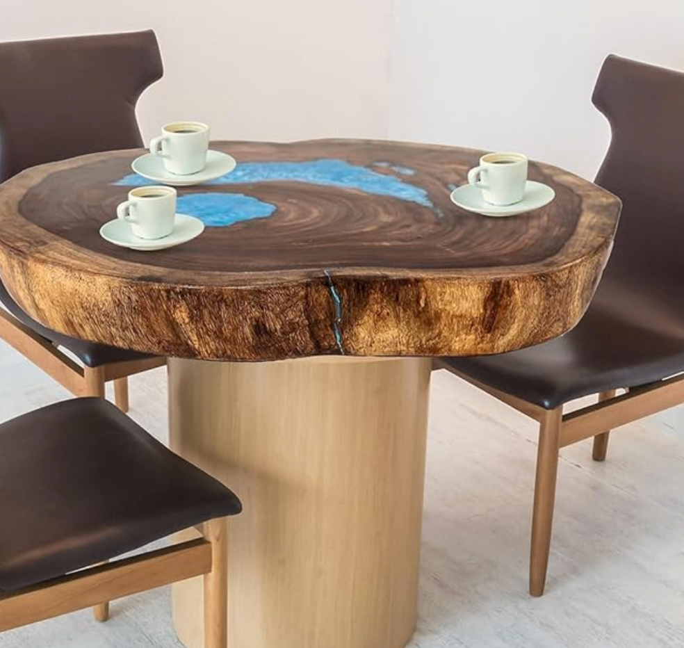 Live Edge Wooden Resin Coffee Table