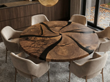 Round Wooden Resin Center Table