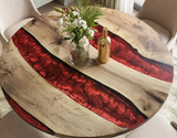 Round Red Resin Wooden Table