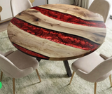 Round Red Resin Wooden Table