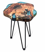 Live Edge Resin Wooden Side Table