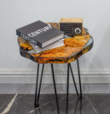 Live Edge Resin Wooden Side Table